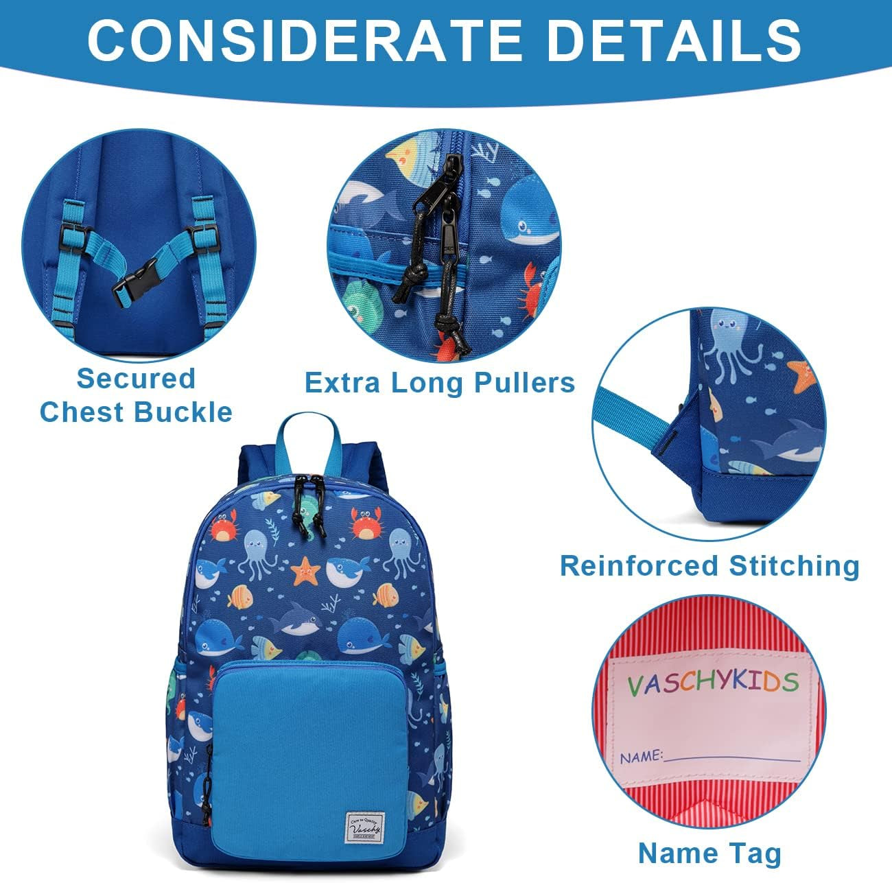  Kids Backpack with Chest Strap - Water Resistant for Boys and Girl