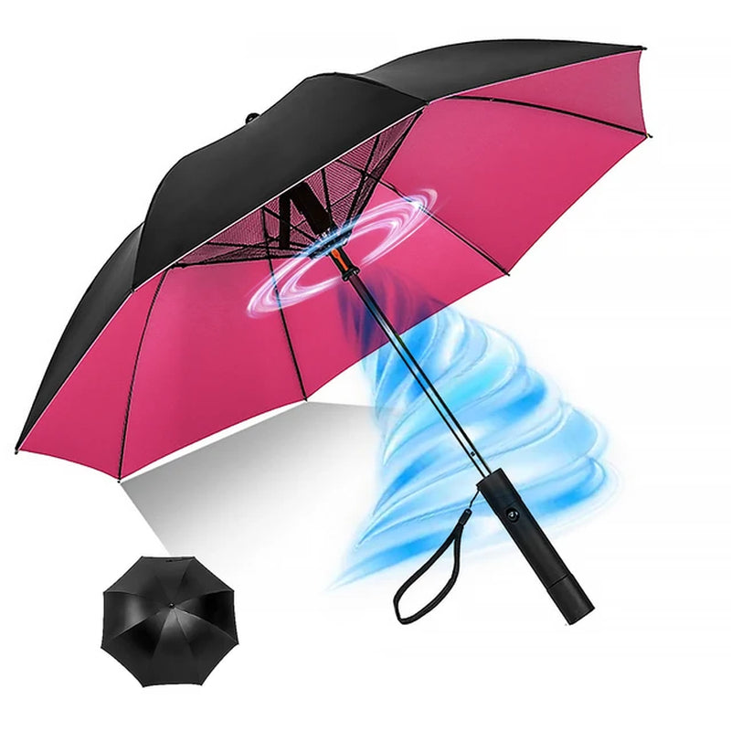 Portable UV Sun Umbrella with Fan, Safety Isolation Mesh, Super Wind Power - USB Rechargeable