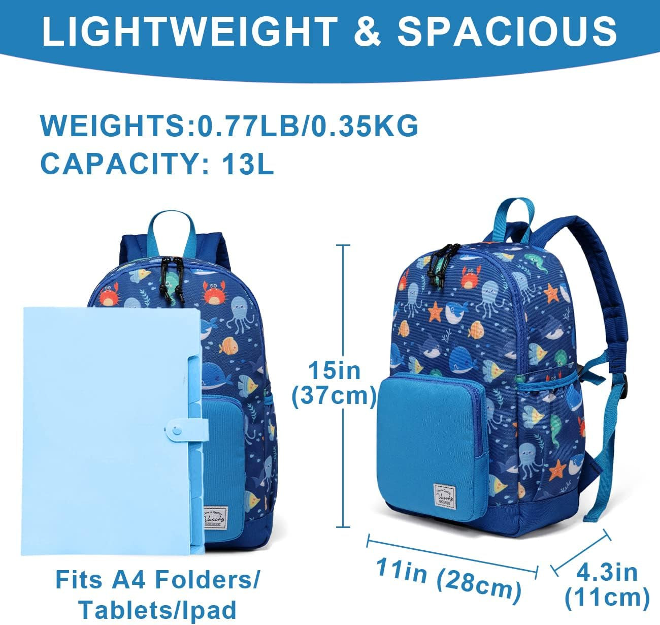  Kids Backpack with Chest Strap - Water Resistant for Boys and Girl