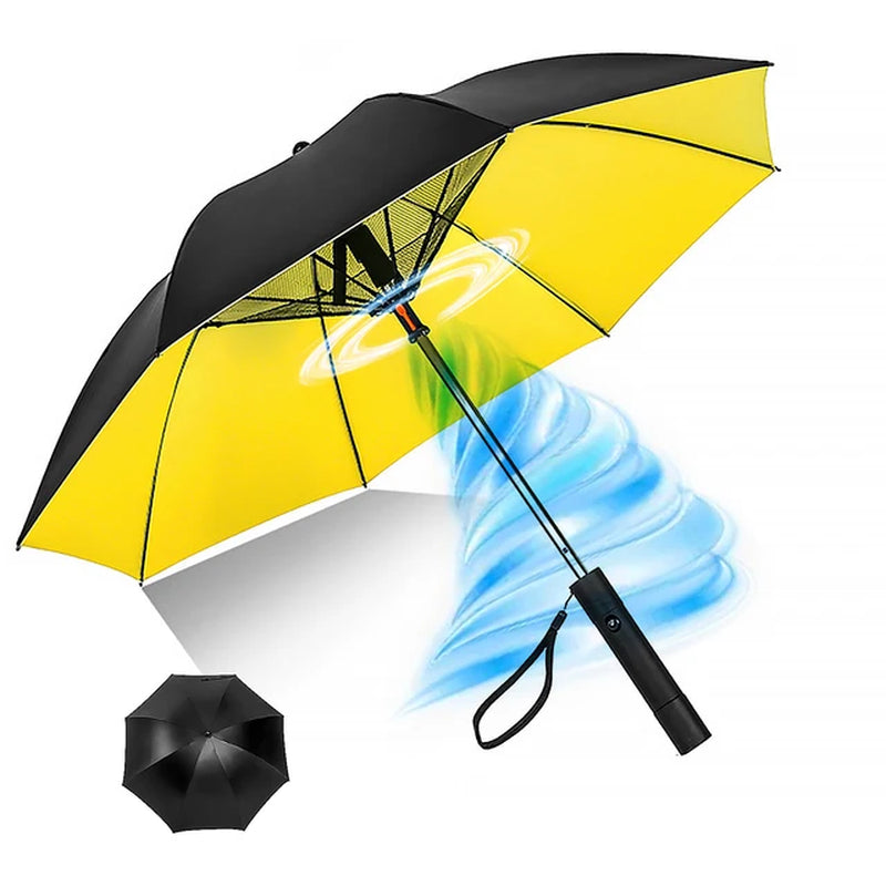 Portable UV Sun Umbrella with Fan, Safety Isolation Mesh, Super Wind Power - USB Rechargeable