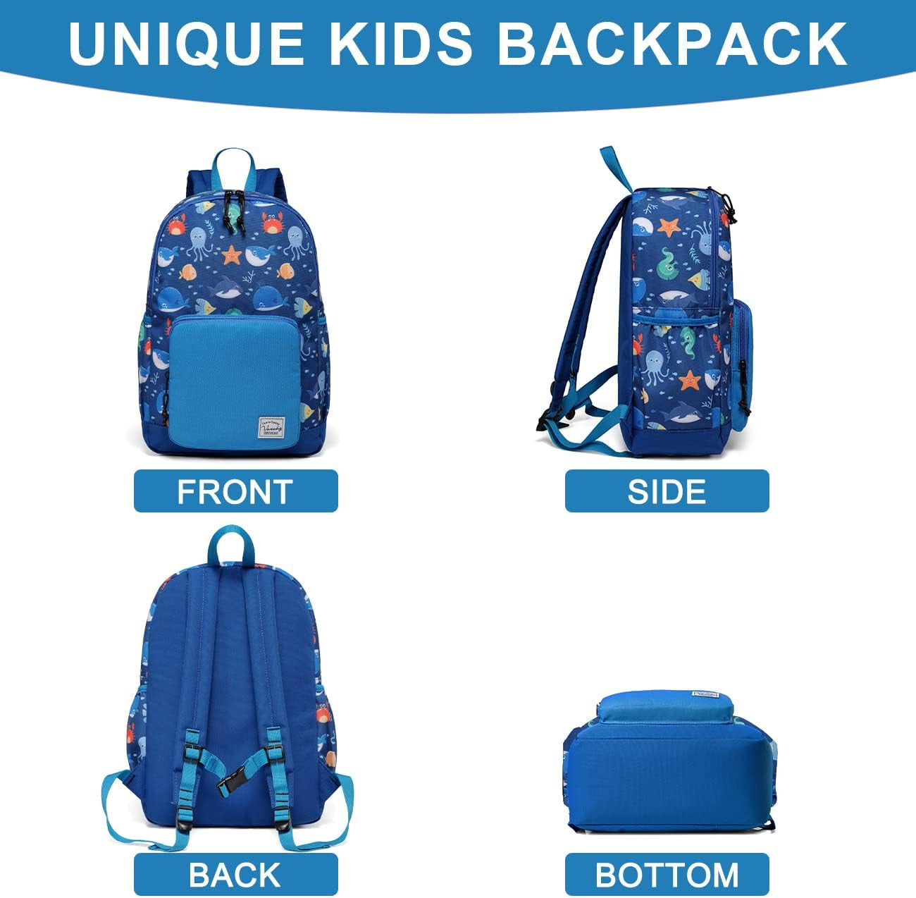  Kids Backpack with Chest Strap - Water Resistant for Boys and Girl