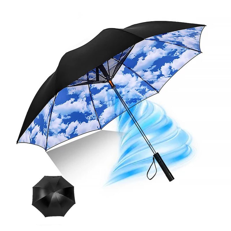 Portable UV Sun Umbrella with Fan, Safety Isolation Mesh, Super Wind Power - USB Rechargeable