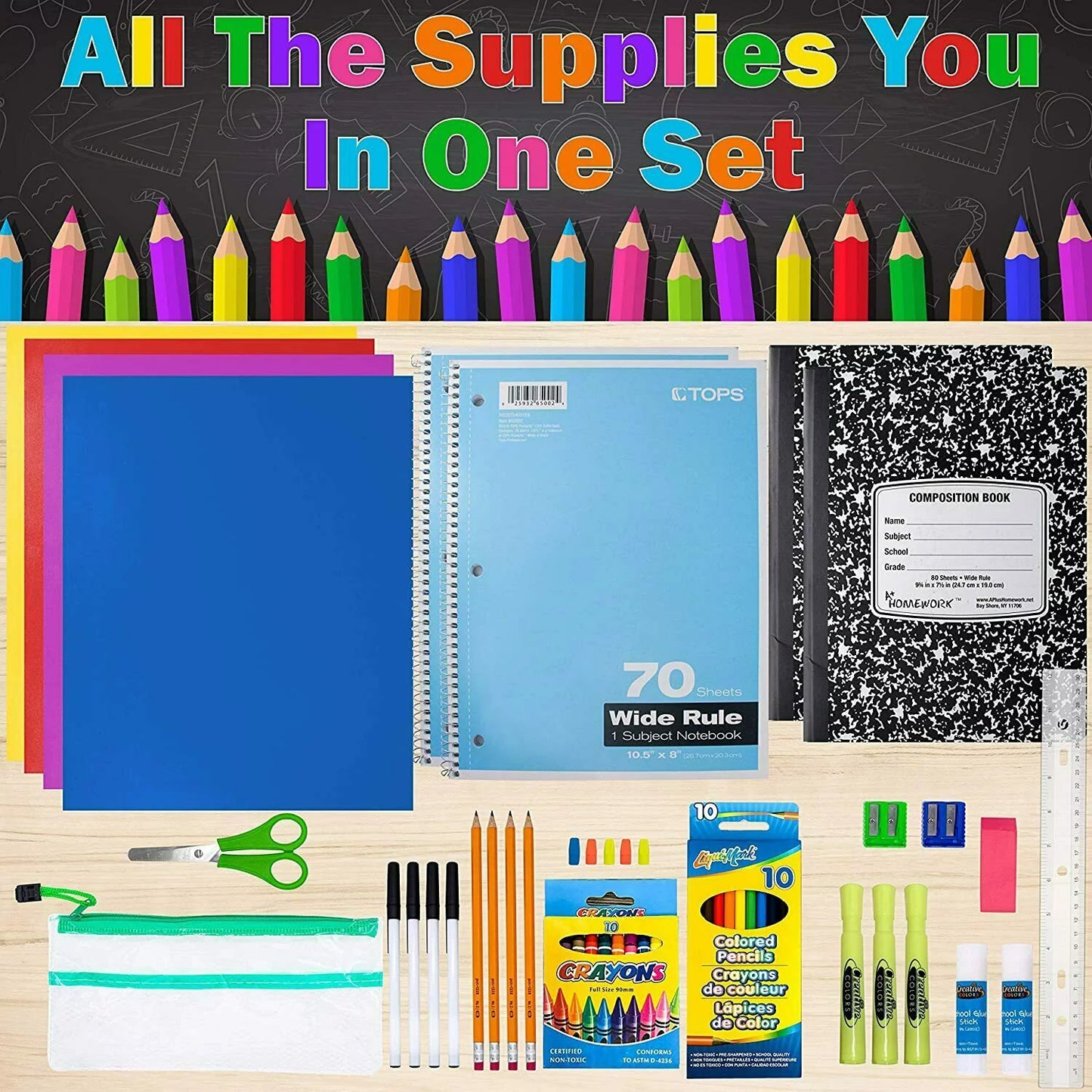 Back to School Complete Supplies Bundle Kit - Supply Box for Kids