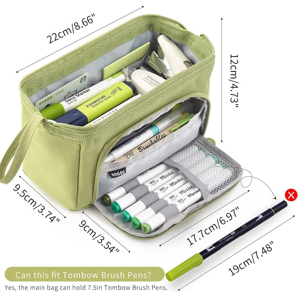 Professional Pencil Pen Case with High Capacity and Easy Grip Handle - Green