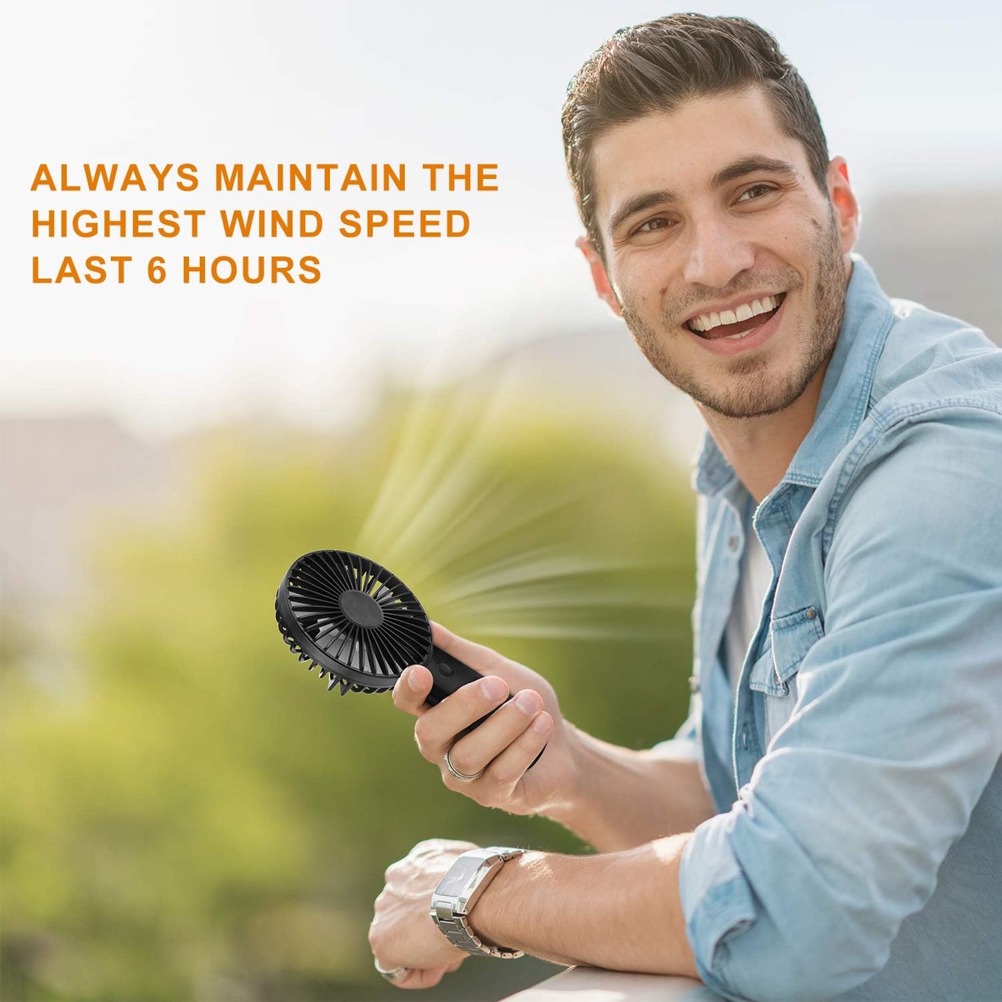 Portable Handheld Fan with 4400mAh Rechargeable Battery for Extended Outdoor Use